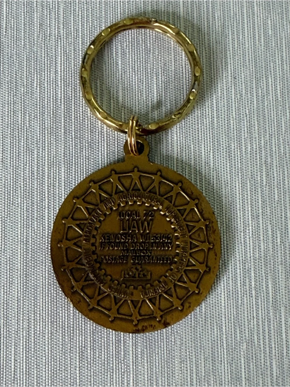 UAW Local 72 Trade Union Keychain Kenosha WI 50th Anniversary 1935-1985
